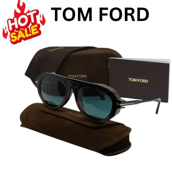 Men's Tom Fort Elegant black Aviator eyeglasses & custom made Clip-on sunglasses